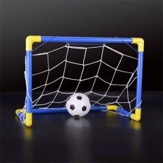 Folding Mini Football Soccer Goal Post Net Set with Pump Kids Sport Indoor Outdoor Games Toys Child Birthday Gift Plastic- Athletics