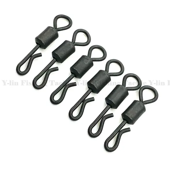 Carp Fishing UK 8# Q Shaped Long Body Quick Change Swivels Barrel Connector Rolling Swivels Snap Terminal Tackle Hook Swivels-Water Sports