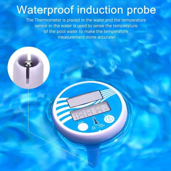 Floating Digital Pool Thermometer Solar Powered Outdoor Pool Thermometer Waterproof LCD Display Spa Thermometer-Water Sports